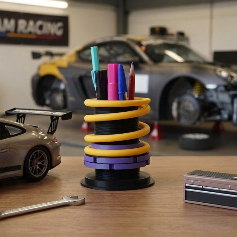 Coilover Μολυβοθήκη – 3D Printed Διακοσμητικό Γραφείου