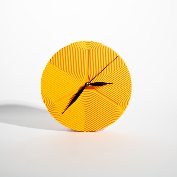 Μοντέρνο Κίτρινο Ρολόι Τοίχου – 3D Printed Minimal Design 22χ22 cm