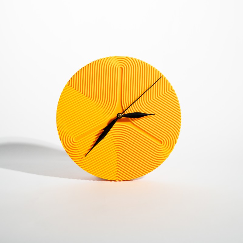 Μοντέρνο Κίτρινο Ρολόι Τοίχου – 3D Printed Minimal Design 22χ22 cm