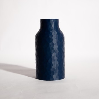 Μοντέρνο Ανθοδοχείο Dark Blue - 3D Printed Βάζο "Hammered Bottle" 17.5 εκ