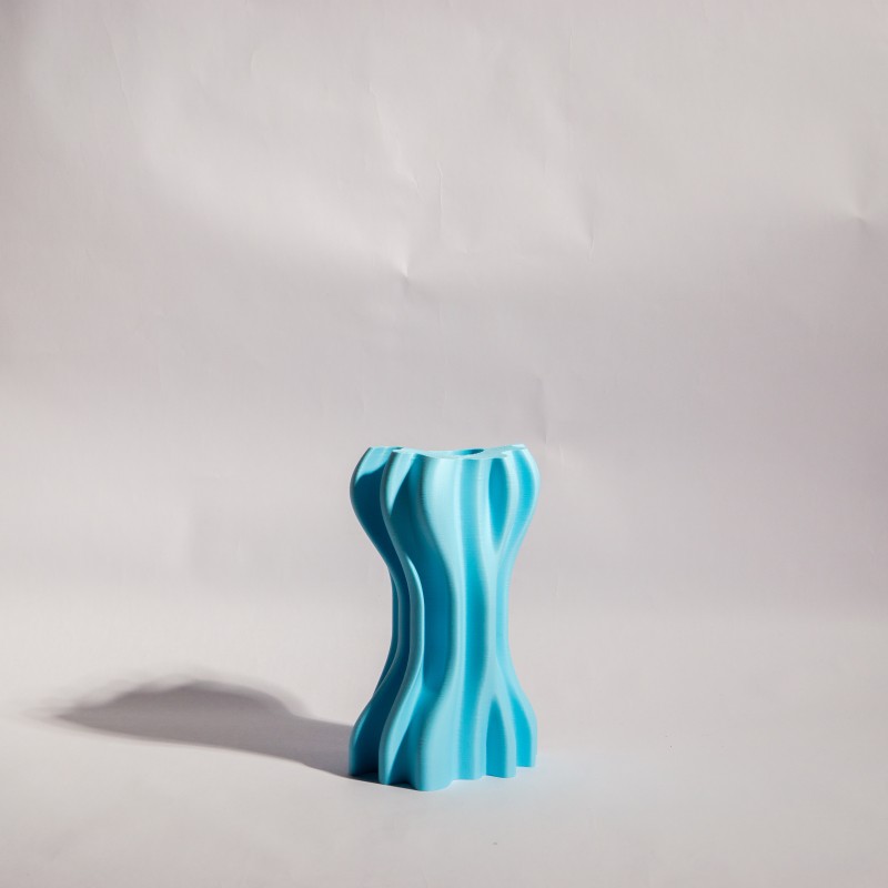 Βάζο Διακοσμητικό Χώρου Cyan – Minimal Wavy Design 3D Εκτύπωσης 18 εκ