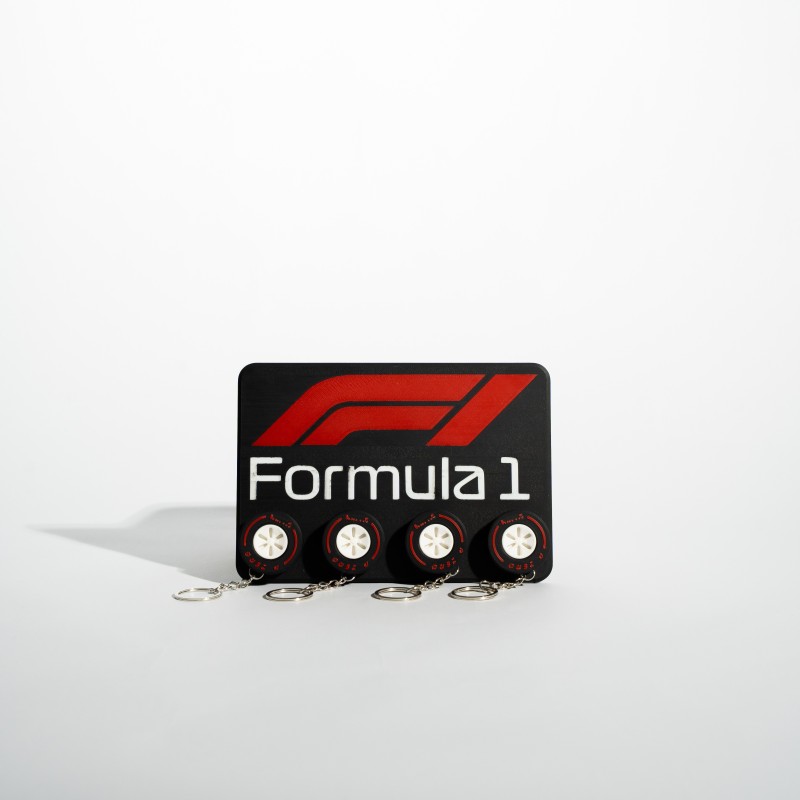 Βάση Κλειδιών Formula 1 με 4 Μπρελόκ-Λάστιχα – 3D Printed Organizer