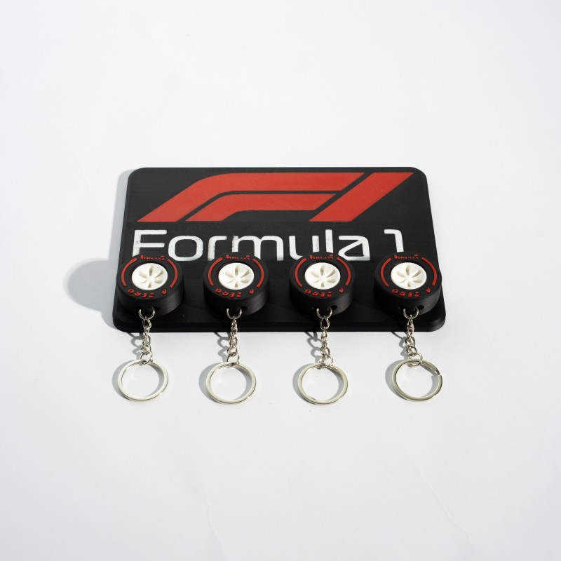 Βάση Κλειδιών Formula 1 με 4 Μπρελόκ-Λάστιχα – 3D Printed Organizer