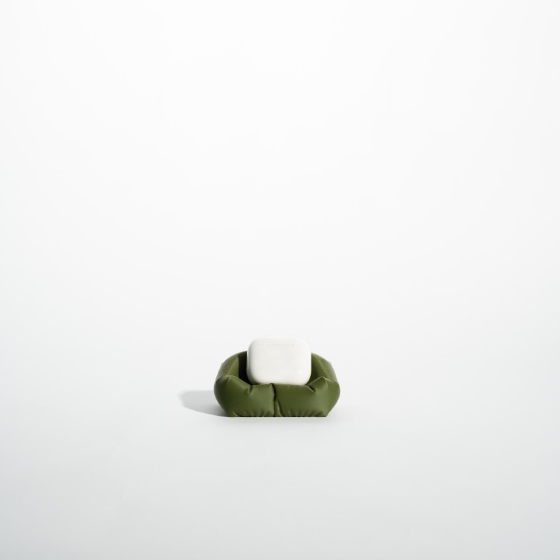 Minimal Organizer Γραφείου σε Olive Green - Puffy Set Βάση Κινητού & Ακουστικών