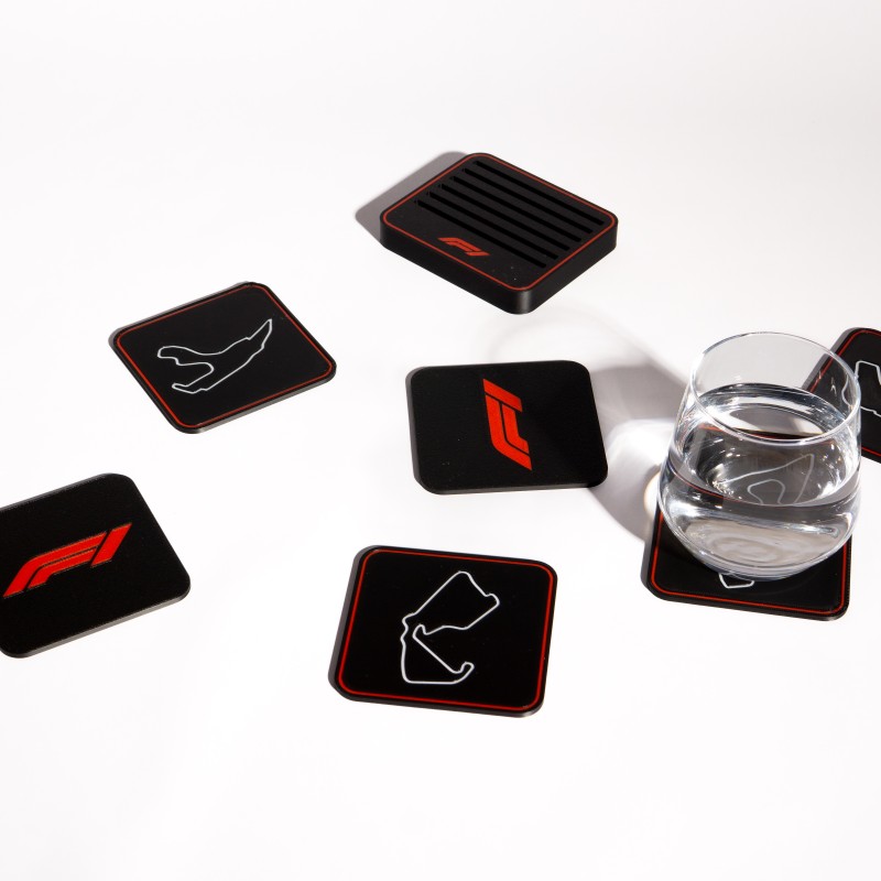 Formula 1 Track Coasters - Σετ Σουβέρ με Βάση (6 τμχ)